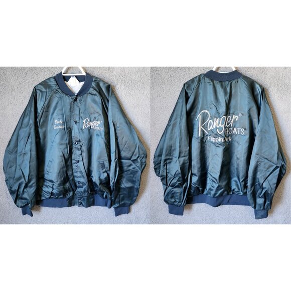 VTG Ranger Boats Flippin, Ark. Blue Embroidered Bomber Jacket Size 3XL USA Made